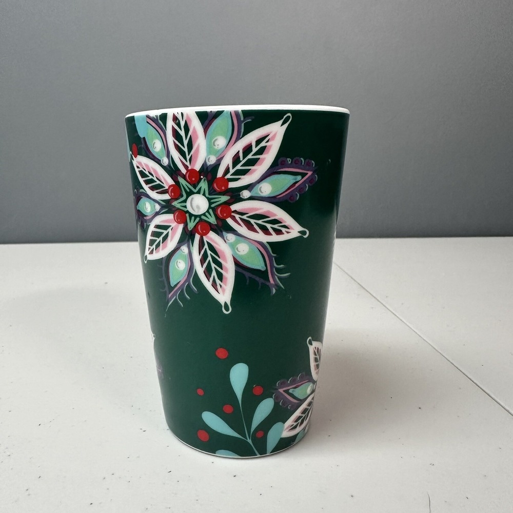 Starbucks 2020 Dark Green Siren Logo Tropical Flowers Coffee Mug Tea Cup 12oz - Picture 4 of 6